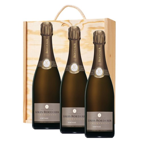Louis Roederer Brut Vintage 2015 75cl Treble Pine Wooden Gift Boxed (3 x 75cl)